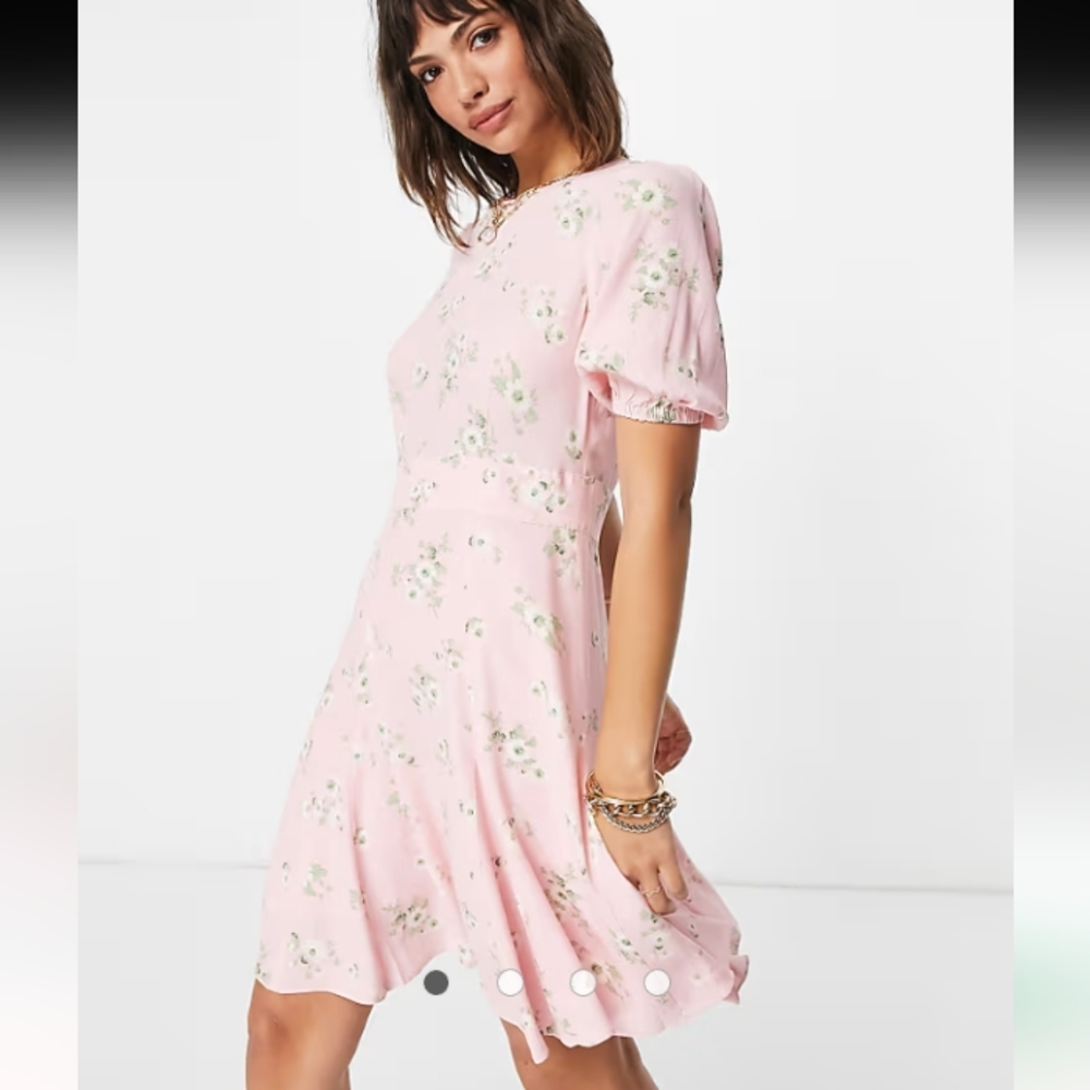 Los Angeles Atelier Other Stories Puff Sleeve Mini Dress Pink Floral Size 4